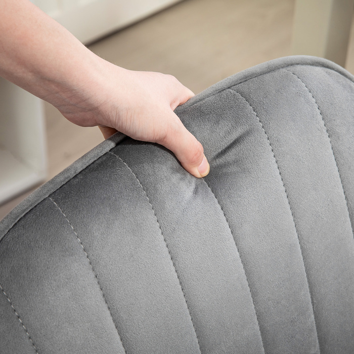 HOMCOM Adjustable Height Desk Chair Swivel Office Chair Rotating Home Office Chair with Back and Armrests Velvet-Look Vanity Chair for Study Room, Grey | Aosom