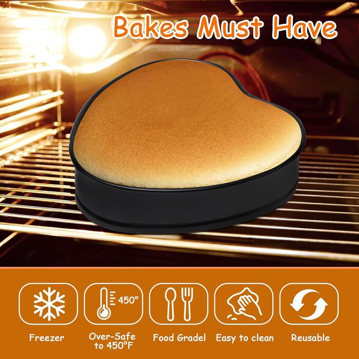 Форма для випічки BelleStyle Kleine Herz, 4 шт., 12 см, серцеподібна, антипригарна, з плоским дном, для випічки тортів, хліба