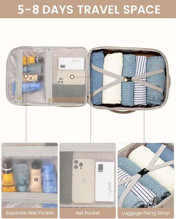 Рюкзак LOVEVOOK для ручної поклажі в літак, 40L, жіночий, водонепроникний, з відділенням для ноутбука 17 дюймів, для подорожей, роботи, хайкінгу, оливково-бежевий