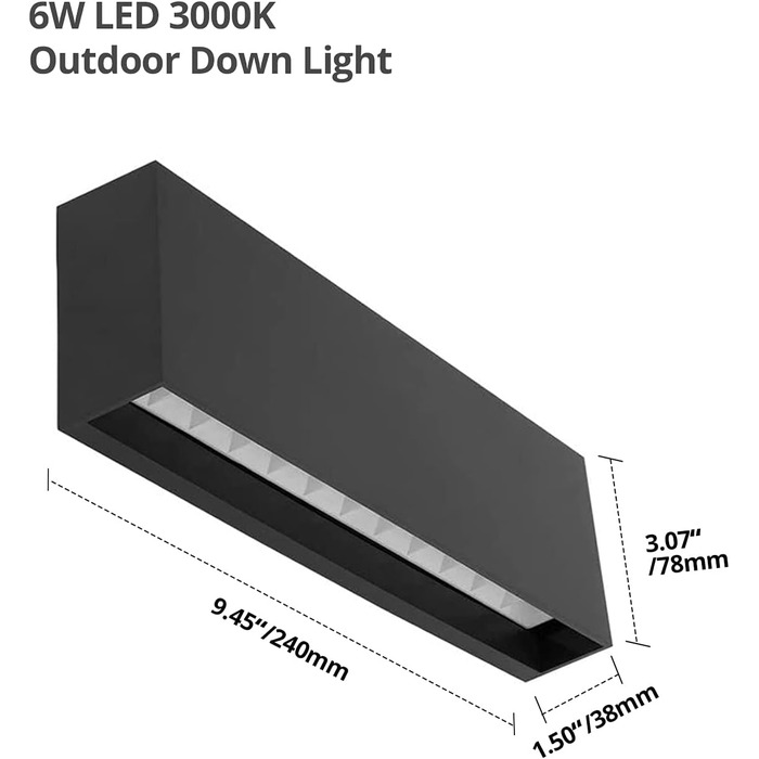 DAWALIGHT Настінний світильник для вулиці, комплект 2 шт., IP65, 2x6W, 3000K, тепле біле світло, темно-сірий, пластик