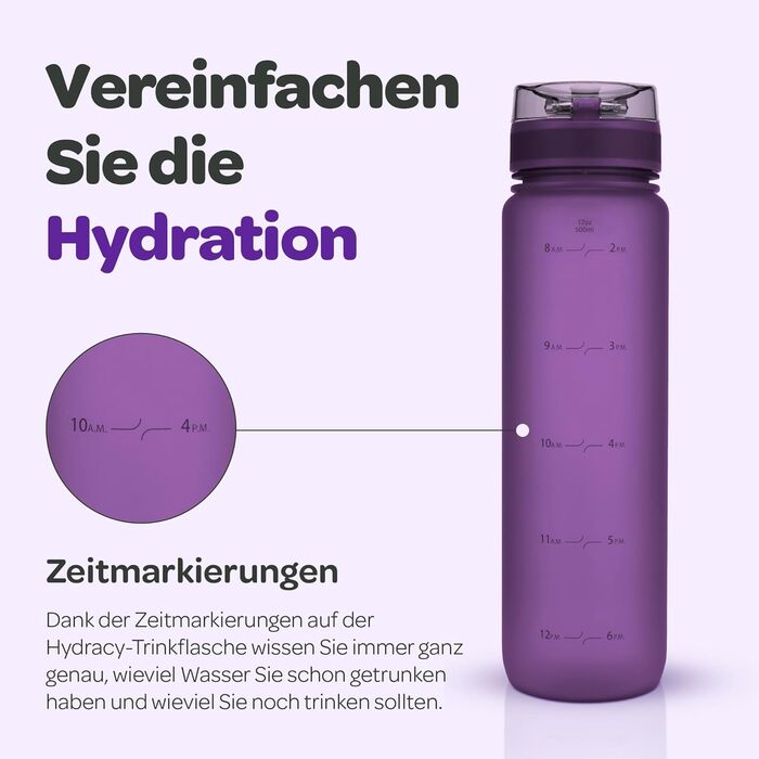 Пляшка для води Hydracy з фруктовою вставкою 500 мл, BPA-free, з міткою часу, спортивна, блакитна 