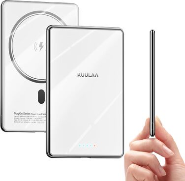 PowerBank Kuulaa Ultra Slim 5000 mAh з MagSafe, Type-C 20W, Швидка зарядка, 7.2 мм, для iPhone 16/15/14/13/12 (білий)