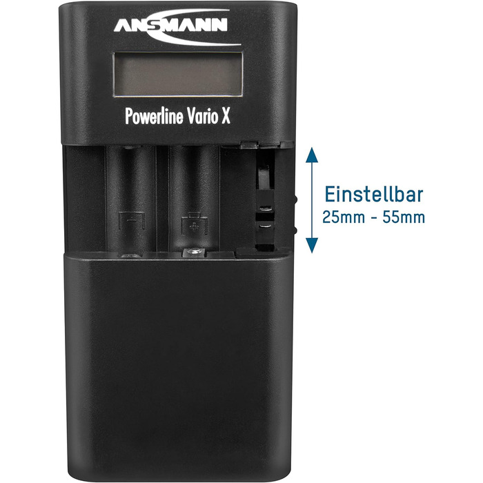 Зарядний пристрій Powerline 8 для акумуляторів AA/AAA з LED-дисплеєм, функцією визначення несправних акумуляторів та захистом від перезарядки (Powerline Vario)