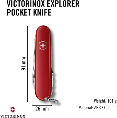 Мультитул Victorinox Explorer - Швейцарський  ніж, 16 функцій, червоний