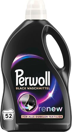 Рідкий засіб для прання Perwoll Renew Schwarz для темних кольорів, 2x52 прання, відновлення кольору та захист волокон тканини