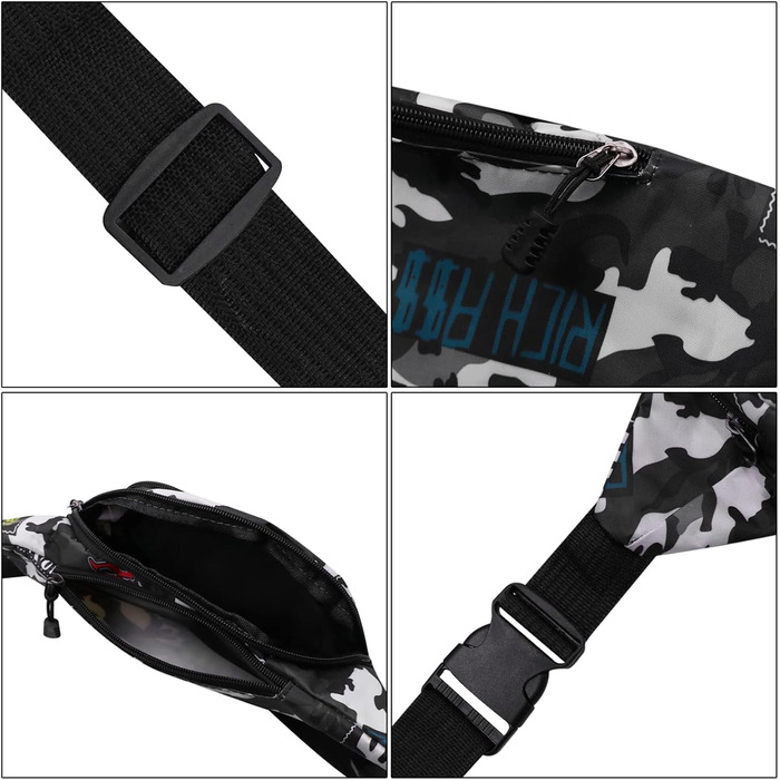 Водонепроникна поясна сумка-рюкзак камуфляжного стилю з багатьма відділеннями для чоловіків, жінок та дітей. Виготовлена з нейлону, ідеальна для бігу, спорту, подорожей та активного відпочинку.