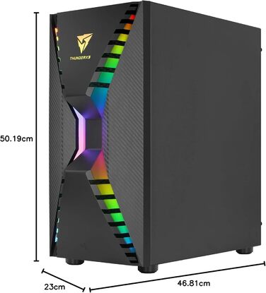 Корпус Aerocool Cronus Mid Tower для ігрового ПК з RGB підсвічуванням, вентилятором 140 мм та скляною бічною панеллю, підтримкою водяного охолодження та кабелеуправлінням, чорний