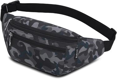 Чоловіча та жіноча поясна сумка-бананка, водонепроникна, для спорту, подорожей та активного відпочинку (камуфляж чорний)