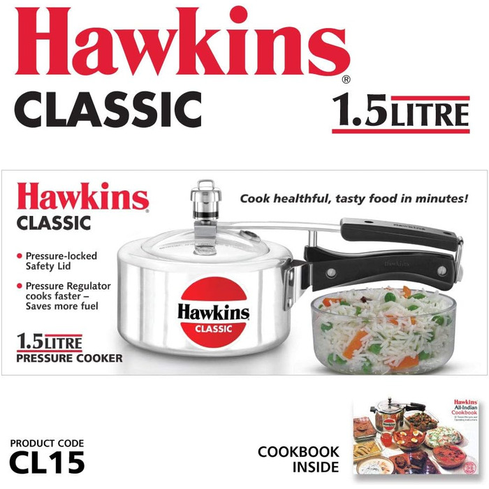 Швидковарка Hawkins Classic CL40 з алюмінію, 4 л, компактна, срібна