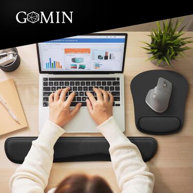Підставка для зап'ястя Gomin для клавіатури та миші - ергономічний набір з підставки для зап'ястя з неслизького матеріалу - підставка для зап'ястя з memory foam - ергономічний та зручний клавіатурний мат для офісу та дому (набір з гелевого килимка для миші)