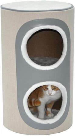 Котячий будиночок Nanook Nala: когтеточка, ігровий комплекс, будиночок, когтешкребок, 71 см, бежево-сірий