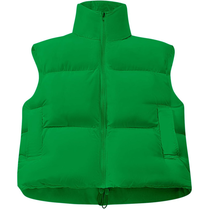 Стежка Daen з коміром-стійкою, блискавкою, коротка, тепла, з підкладкою, пуфер, жіноча куртка (зелений, M)