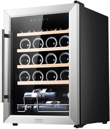 Cecotec Grand Sommelier 15000 Black Wine Cooler with Compressor - Stainless Steel & Wood Finish