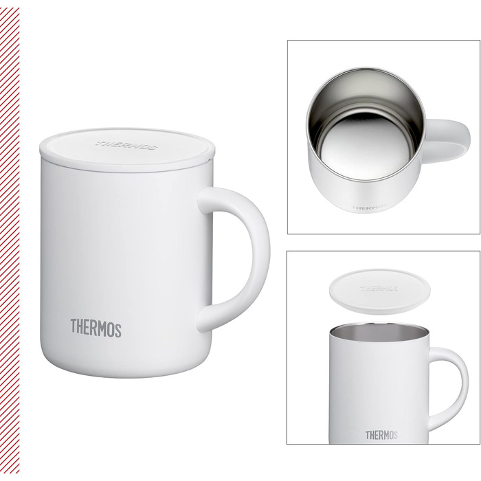 Термос із нержавіючої сталі Longlife Cup 350 мл, чашка-термос з кришкою, для кави та напоїв, зберігає тепло, ідеально для офісу та кемпінгу (Snow White)