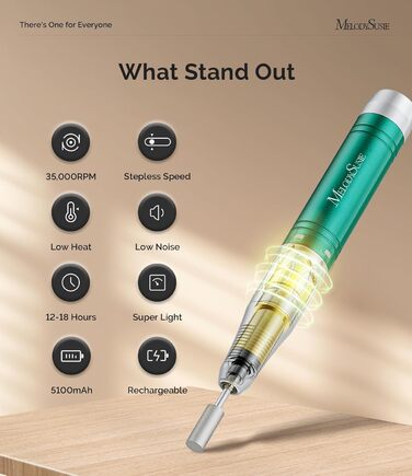 Професійний електричний набір для манікюру та педикюру MelodySusie, перезаряджається, для апаратного манікюру, бездротовий, зелений