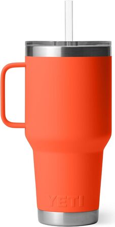 YETI Rambler 35 oz Stainless Steel Vacuum Insulated Straw Mug with Stronghold Lid (Papaya)