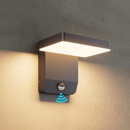 LED вуличний світильник K-Bright 20W з датчиком руху, 3000K, IP65, для балкона та саду, колір антрацит