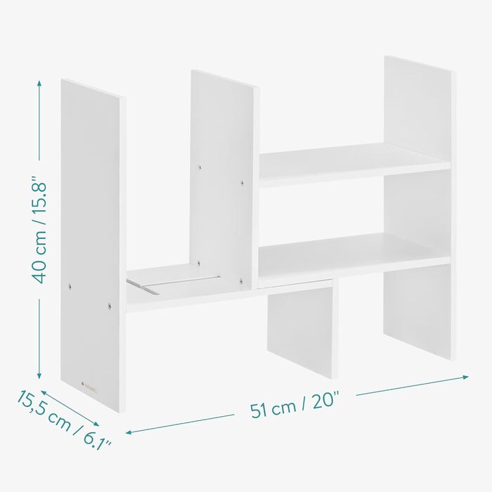 Navaris Acacia Desk Organizer 64x15.5x40 - Desk Shelf Organization System Adjustable - Corner Shelf for Kitchen Office Bathroom Shelf Attachment - Natural (White)