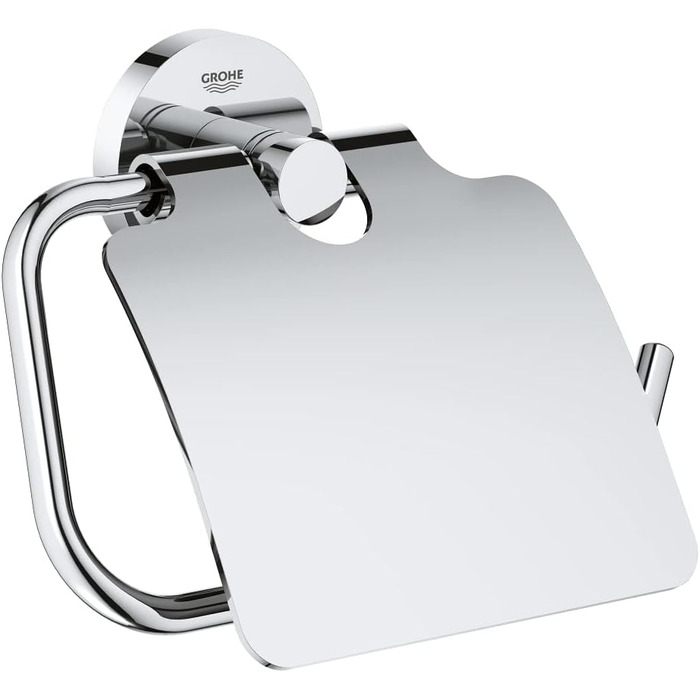 Тримач для туалетного паперу GROHE Essentials хромований, з кришкою, без свердління (клейовий монтаж), 40367001