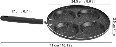 Non-stick frying pan, fried egg burger pan with handle, 4-egg pancake frying pan non-stick fried egg pan with 4 holes crepe pan burger eye pan suitable for gas stove/electric ceramic hob