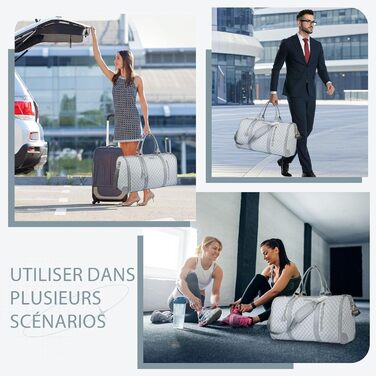 Сумка-трансформер для подорожей 50 л, 2-в-1 з водонепроникним відділенням для взуття та системою проти зминання – ідеальна для ділових поїздок та відпочинку (Сірий)