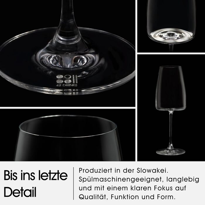 Набір білих келихів 6 шт. об'ємом 420 мл з мікрофіброю – Елегантні келихи для вина та Aperol Spritz – придатні для миття в посудомийній машині, безпечно упаковані, Made in Europe