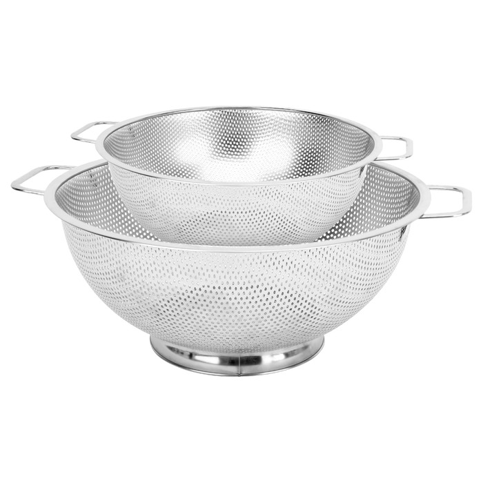 Дуршлаг кухонний 3QT + 5QT, 2 шт, нержавіюча сталь, з ручками для фруктів, овочів, безпечний для посудомийної машини
