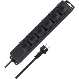 Розподільник розеток Brennenstuhl IP44 6-фазовий, 2м, для будівництва та зовнішнього використання, чорний