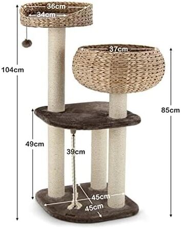 Дім-кігтечка для котів FANTASK з ліжками та активними іграми, кігтеточка-активіті, будиночок для котів