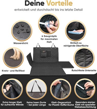 Захист для багажника авто для собак HELDENWERK: стежканий, з захистом бокових стінок та краю багажника, водовідштовхувальний та стійкий до подряпин. Універсальний килимок для багажника для собак