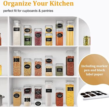 Набір контейнерів для зберігання STUSGO 42er, 8 шт. - прозорі пластикові контейнери для крупи, борошна та цукру