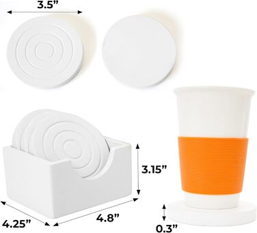 Colorful wooden drink coasters, set of 6 for glasses, table protector for all table types, gift set for all occasions, (White/Opulent Garden, Coasters (With Holder))
