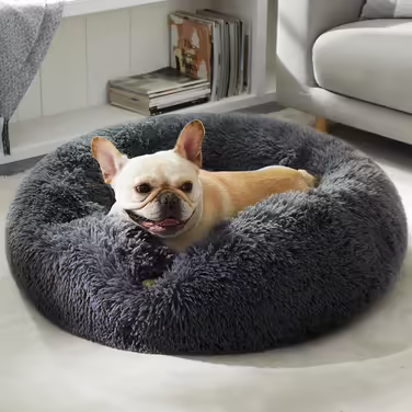 Western Home Dog Bed Run, Cat Bed Fluffy, Dog Cushion Small Dogs, Dog Bed Washable, Dog Basket, Cat Basket for Sleeping 60 cm, (L 76 x W 76 x H 20 cm, Dark Grey)