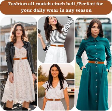 Жіночий еластичний ремінь Amaxiu з золотою пряжкою, тонкий для джинсів, штанів, суконь (світло-коричневий)