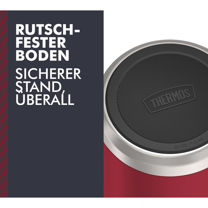 Термос ICON Food Jar 0,71 л, темно-сірий/графіт матовий, контейнер для їжі з подвійних стінок з нержавіючої сталі 18/8, зберігає тепло та холод, з відкидним ложкою, неслизьке дно, абсолютно герметичний