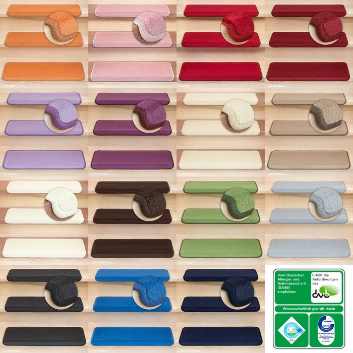 Stair treads Kettelservice-Metzker Vorwerk Uni rectangular 14 pcs 65x24 cm white