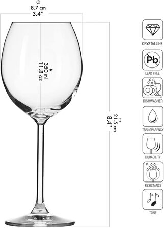 Набір склянок Krosno Rot Venezia 350 мл (6 шт.) | Стійке до миття в посудомийній машині скло, без свинцю