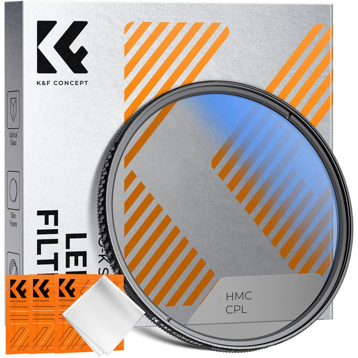 Поляризаційний фільтр K&F Concept 58mm для об'єктивів фото- та відеокамер - CPL фільтр, оптичне скло та алюміній