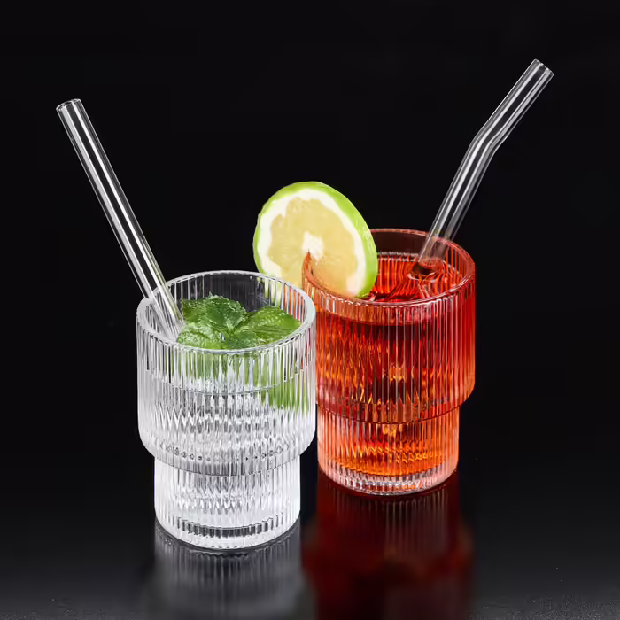 Relaxdays Decorative Glassware, Ribbed, Set of 4