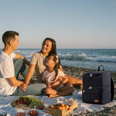 Lifewit 21L Insulated Cooler Bag, Thermal Lunch Bag, Cooler Backpack, Leak-Proof Double-Decker Cooler Bag for Men, Women, Mothers for Lunch, Picnic, Shopping, Travel, Black