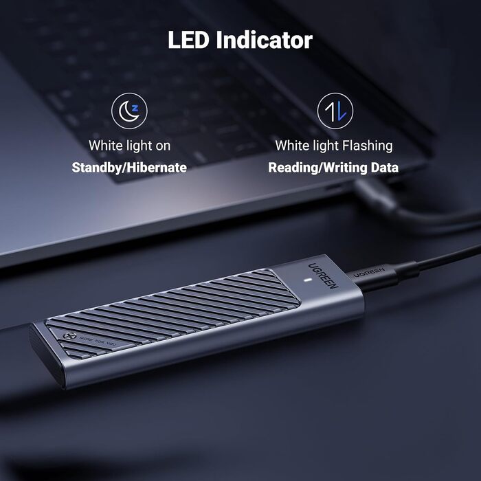 Зовнішній корпус для SSD UGREEN NVMe/SATA M.2 USB-C 3.2 Gen 2x2 20Gbps з кабелем Type-C