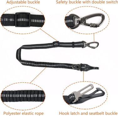 Автомобільний ремінь безпеки для собак, універсальний, з відбиваючими смугами, регульований, для всіх порід та авто