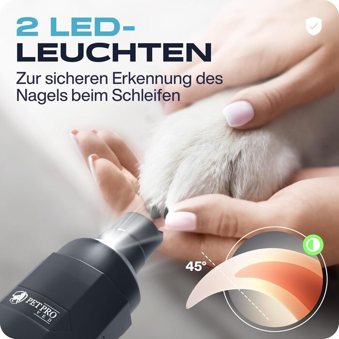 Електричний точилка для собачих кігтів з LED-підсвічуванням. Точилка для кігтів собак, феш для собак (сірий)