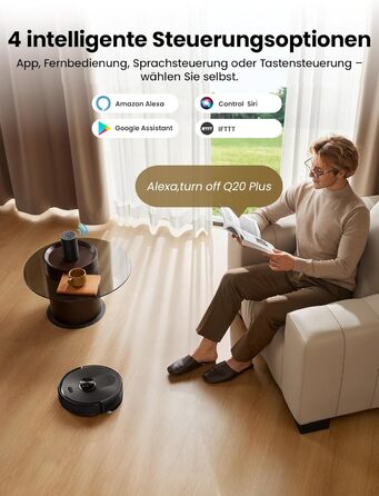 Робот-пилосос Proscenic Q20Plus з функцією миття, 10000Pa, 200хв, бездротовий, з автоматичним випорожненням, 3-в-1 для шерсті тварин, килимів та твердих поверхонь, чорний