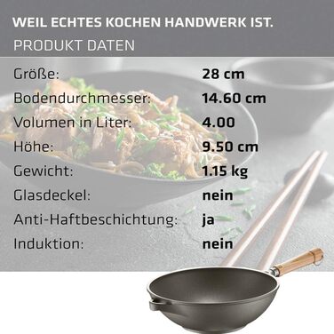 Berndes Classics Bonanza Square Pan with 3-Layer Non-Stick Coating and Wooden Handle, Robust Aluminum Casting, Non-Stick Coated, Gray (28 cm, Veggi Wok)