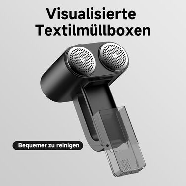 Електричний видальник ворсу для одягу та меблів - 6 лез, 3 режими, LED-дисплей, акумуляторний, чорний
