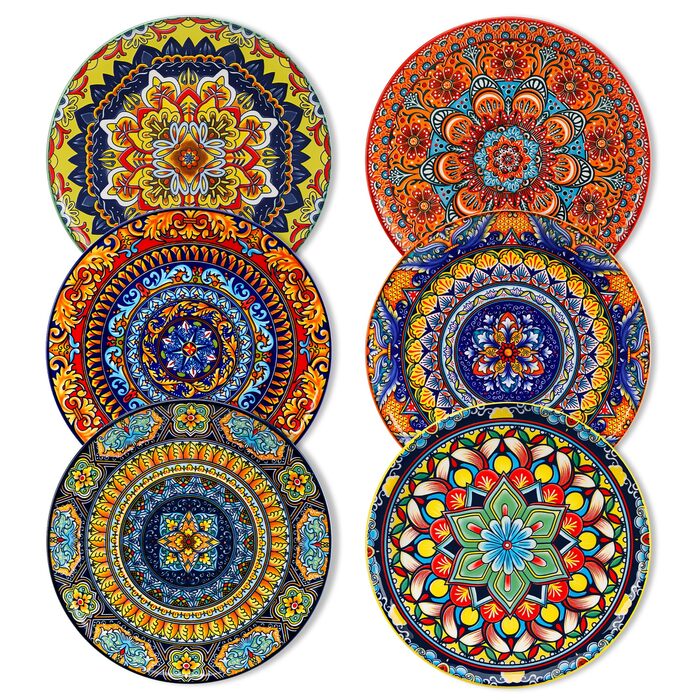 Набір посуду з порцеляни Vancasso 18-Piece для 6 осіб (6 великих тарілок, 6 десертних тарілок, 6 салатників), Boho серія KRVI