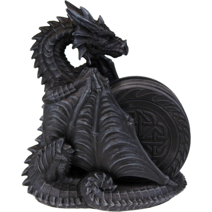 Nemesis Now Dragons Lair Coaster Set, 16.5 cm, Black