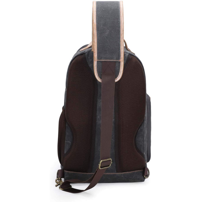 Рюкзак для камери Neuleben Sling Rucksack Vintage, водовідштовхувальний, для дзеркальної камери, з матеріалу вощений канвас, унісекс (темно-сірий)
