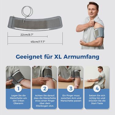 Тонометр на плече CheckMe з великим екраном, Bluetooth, виявлення аритмії, для вагітних та діабетиків, 22-45 см, чорний